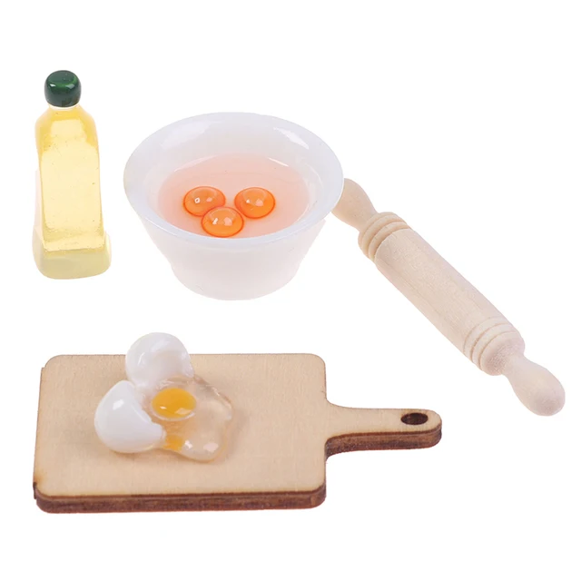 5Pcs/Set Cute Rolling Pin Egg Bowl Olive Oil Set Kitchen Accessories 1:12 Dollhouse Miniature 4