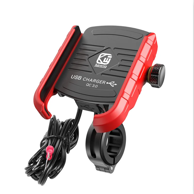 Беспроводное зарядное устройство для мотоцикла с креплением на зеркало заднего вида QC3.0 с USB быстрой зарядкой для мобильного телефона, смартфона, держатель на руль - Color: Red M8