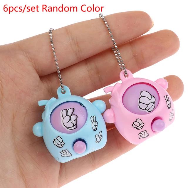 6 Pcs/lot Mini Mora Device Fair Finger-guessing Game Rock Paper Scissors Play Toy Round Egg Delicate and Funny Key Chain Pendant 1