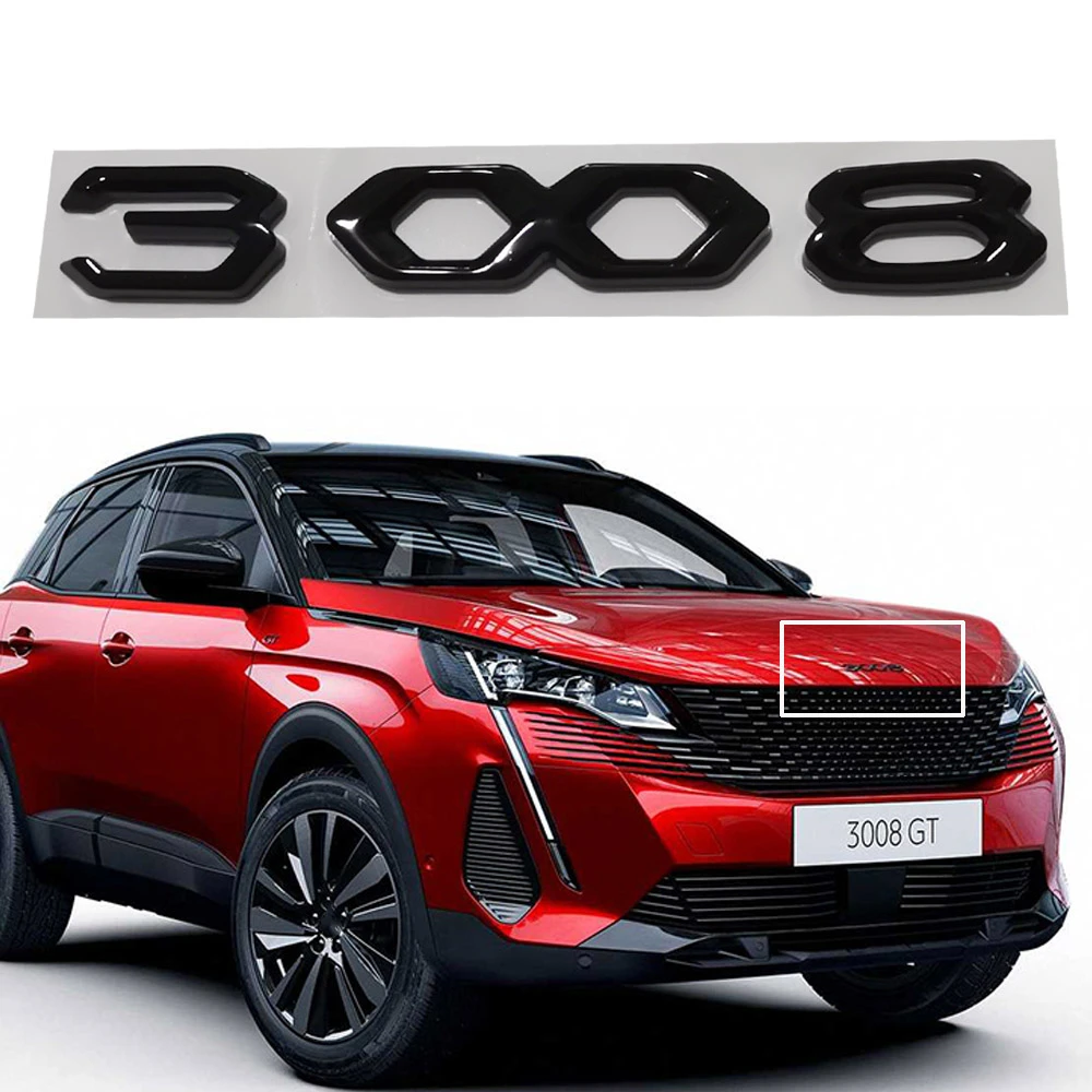Autocollant De Capot Noir Avec Lettre Numero 3008 Embleme De Plaque Signaletique Pour Peugeot 3008 Gt Line Style De Voiture 3008 Aliexpress