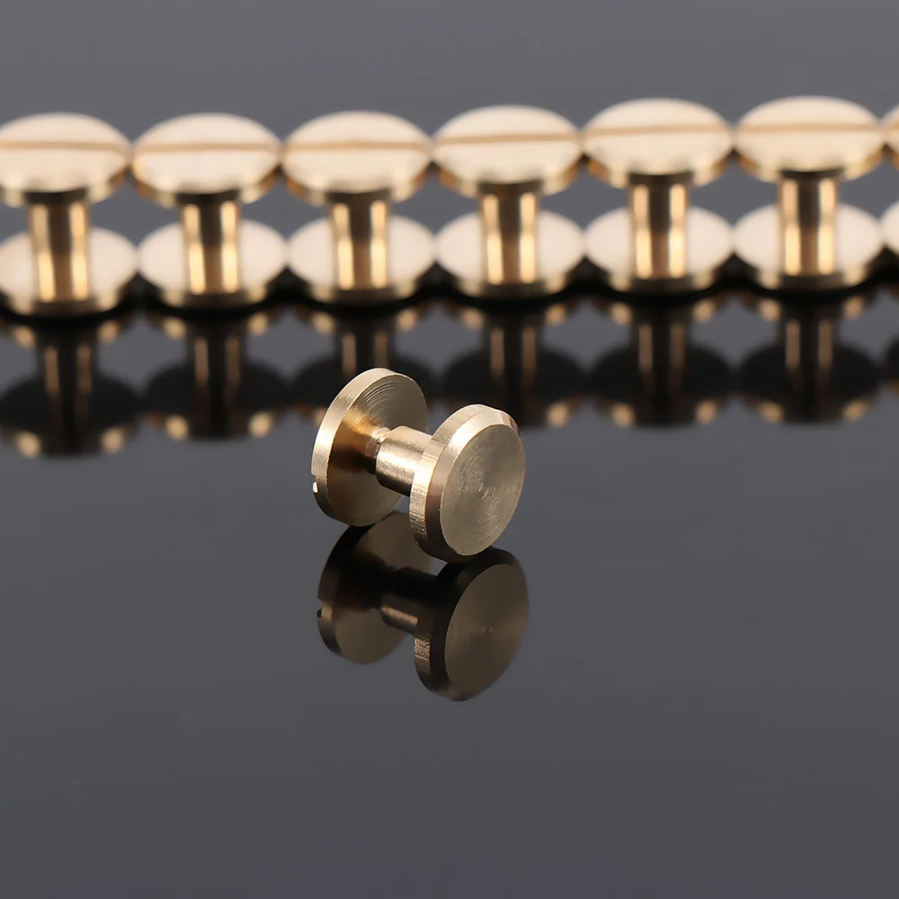 

10pcs Pure Copper Round Flat Head Stud Leather Belt Wallet Bag Chicago Nail Docking Screw Back Binding Screwback Snap rivet