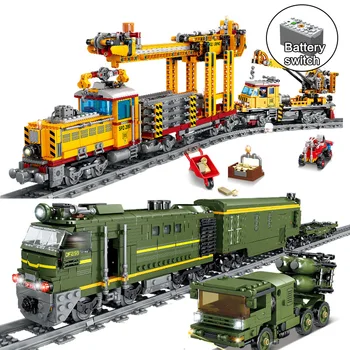 

Technic City Transportation Series Building Block Electric Train Model Railway Track Laying Machine Track Bricks Children Toys