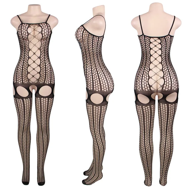 Black 2 Сексуальное ГОРЯЧЕЕ белье Babydoll открытая ягодица Бандаж ремень сетки чулки тело чулки нижнее белье костюмы для женщин - Цвет: Black 2