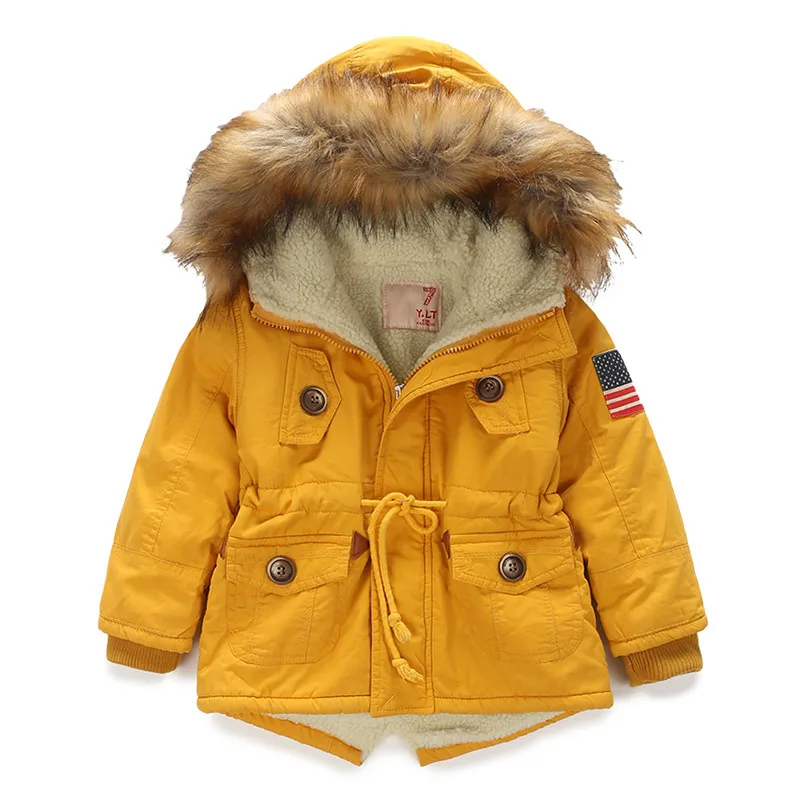 

New Kids Autumn Winter Warm Jacket For Girl Plus Velvet Hooded Baby Fleece Jacket 3-10 Years Boys Outerwear Coat Children Parka