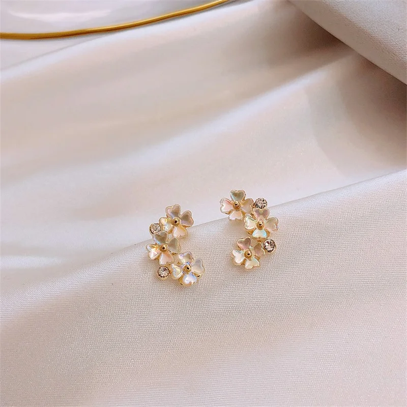 

3#S925 Silver Needle Small Fresh Acrylic flower Small Earrings Small Exquisite Simple Elegant Statement Jewelry Girls Food Gifts