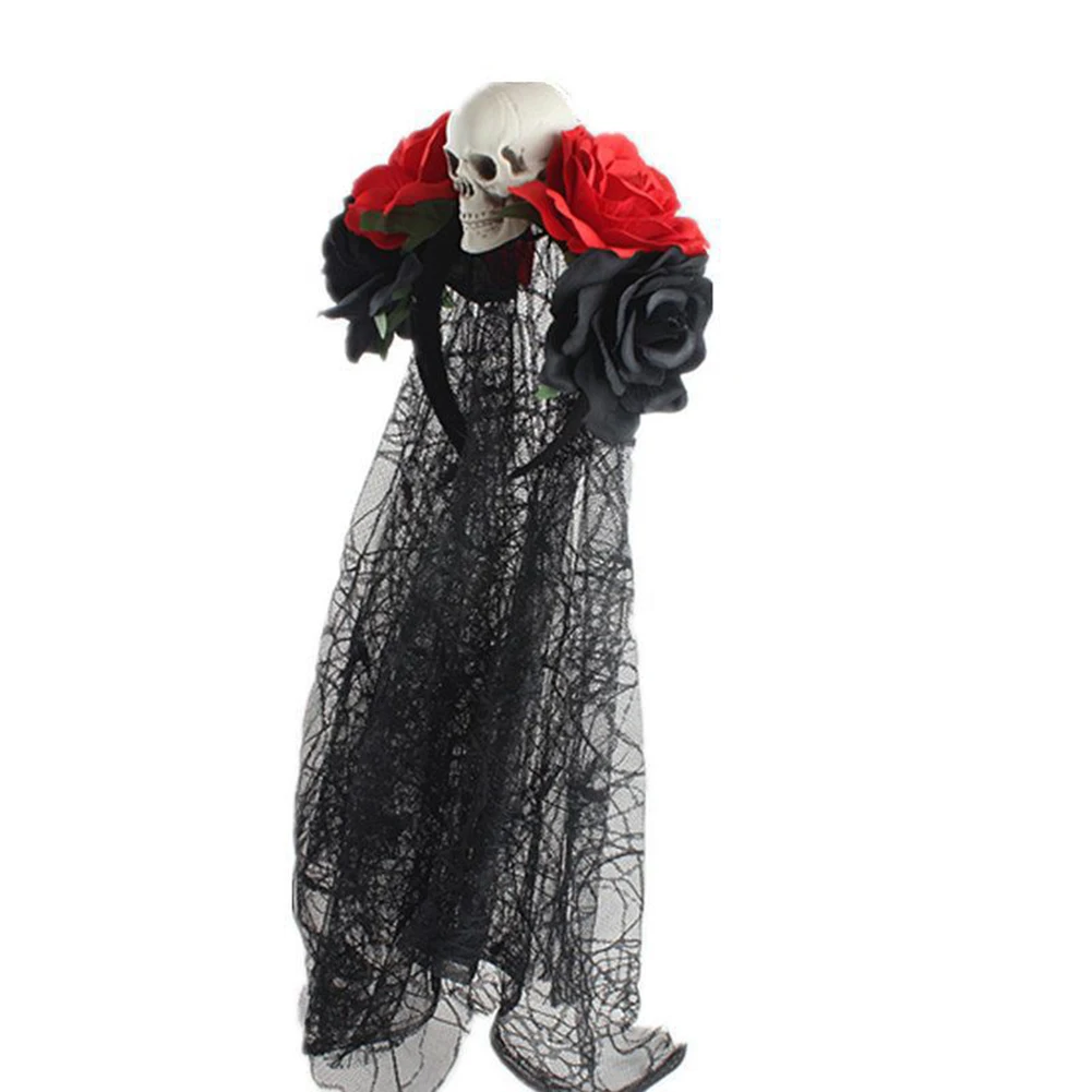 

Simulation Rose Lace Headband Diy Ghost Scary Skeleton Headband Halloween Horror Headband Decor for Role-playing Party tools