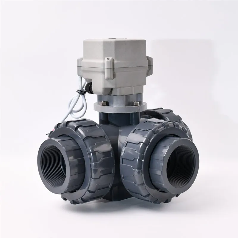 3 сторонний выход DN50 2 ''ПВХ моторизованный шаровой клапан AC/DC24V 110 230VAC