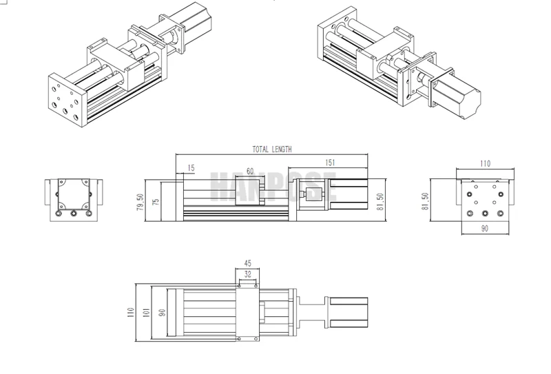 SFU1605 шариковый винт NEMA 23 23HS5628 шаговые двигатели скользящие направляющие Motion Module раздвижные Tabel CNC