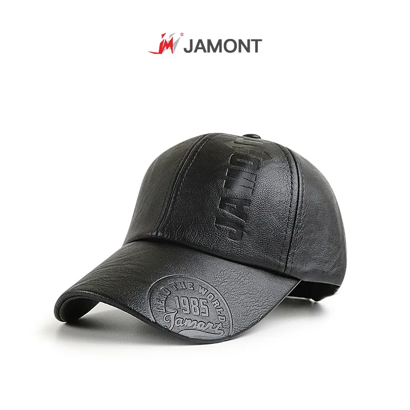 

Yang guan Pu Hide Substance Autumn And Winter Baseball Cap Embossed Concave Logo Europe And America Fashion Men Outdoor Brim Hat