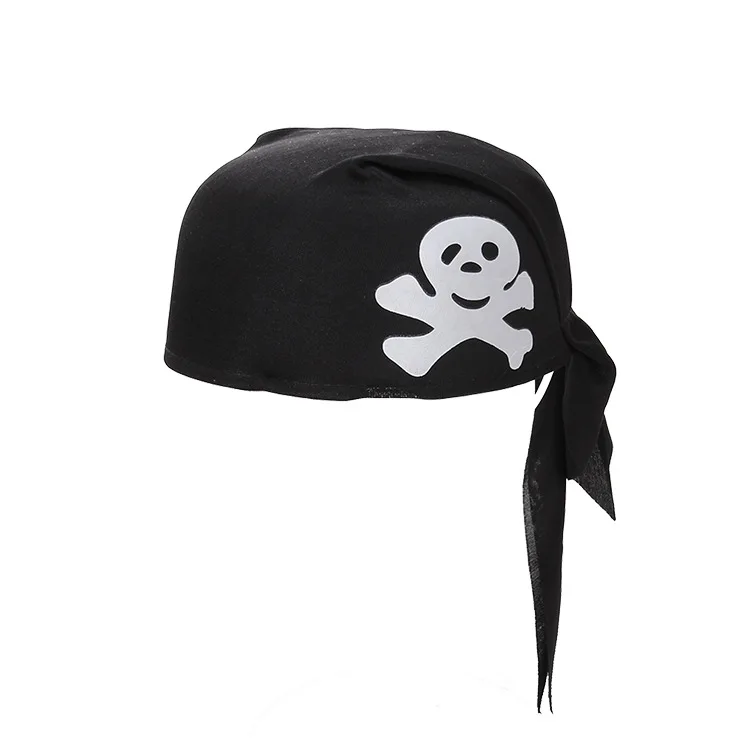 New Style Halloween Hat Black Ribbon Skull-shaped White Pattern Pirate Hat Halloween Hat