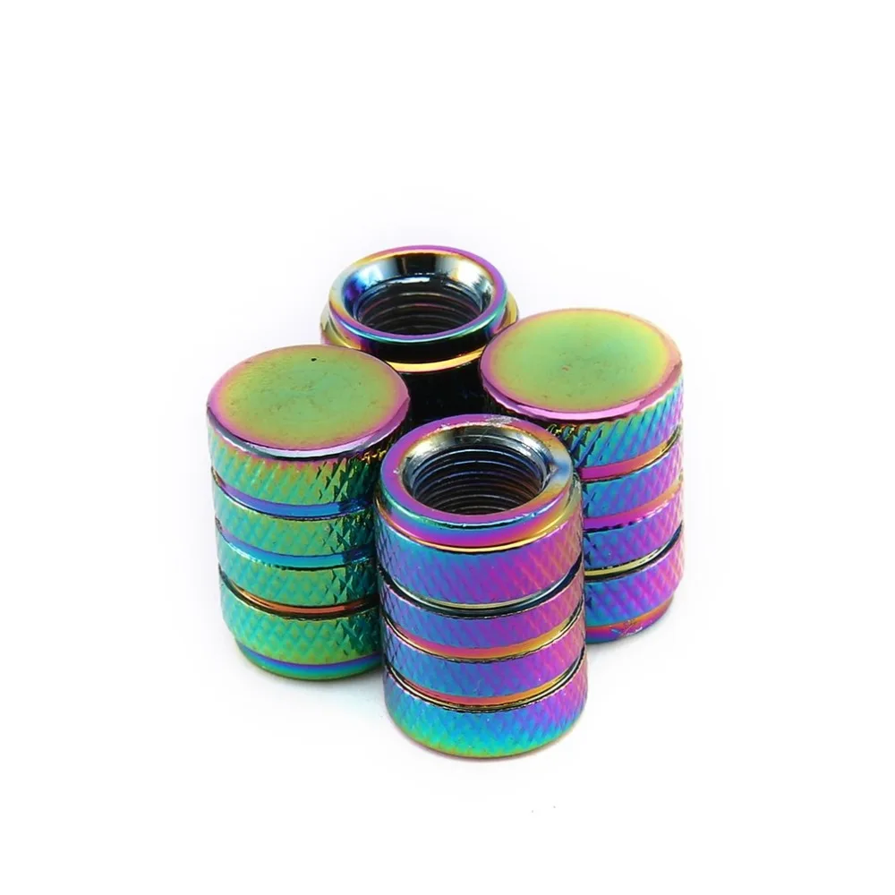 Rainbow Color 3 Groove Aluminum Style Car Wheel Tire Valve Car Wheel Valve Cover Caps Covers Motorcycle Bike Car Tires Styling Multicolor