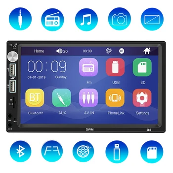 

X5 2 Din Car Radio Bluetooth MP5 Multimedia Player Stereo AUX Full HD Video Output 7" FM Modulator TF Card U Disk Phone Charge