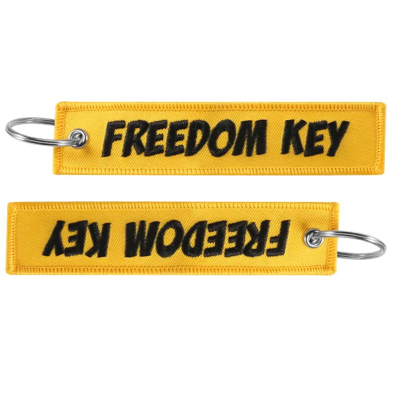 20-PCS-Wholesale-Freedom-Key-Chains-for-Cars-Yellow-Embroidery-Key-Ring-ChaiN (3)