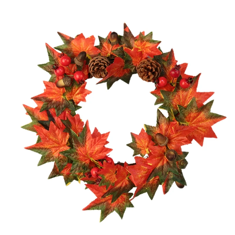 

Maple Leaf Berry Wreath Halloween &Christmas Door Home Decor