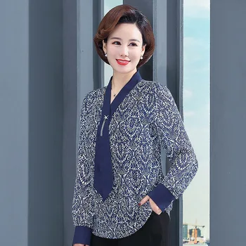 

Fashion Print Floral Shirt and Blouse Women 2020 New Mother's Spring and Autumn Plus Size XL-5XL Long Sleeve Blusa Tops r269