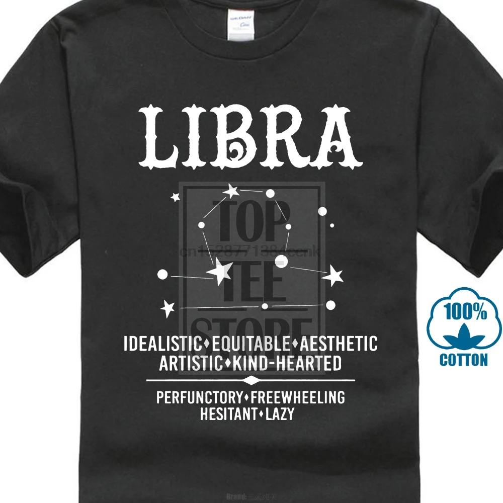 Men T Shirt 3D Tops Tee Printed Pure Cotton Libra Zodiac Sign Characteristics Shirts | Мужская одежда