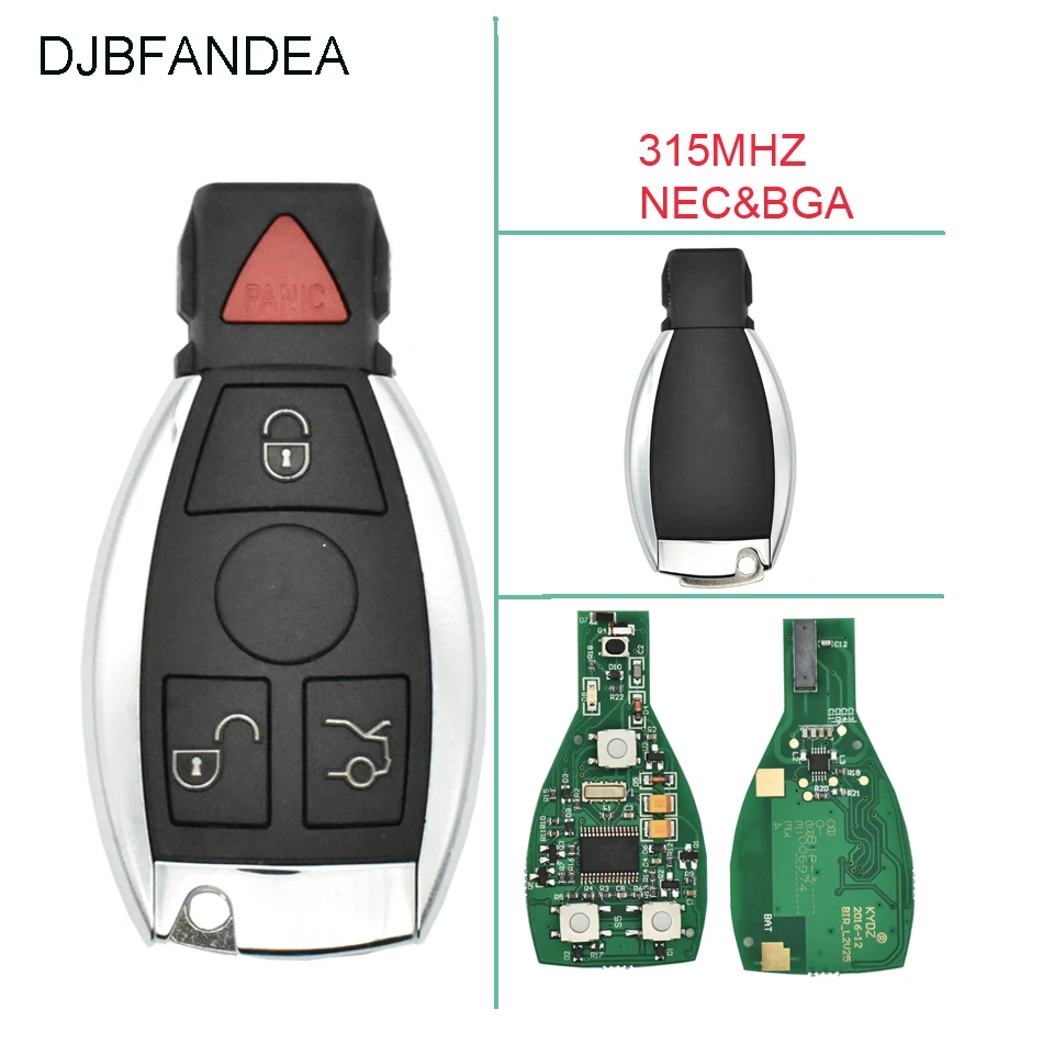 DJBFANDEA 4 кнопки 315 МГц полный дистанционный ключ для Mercedes Benz W169 W245 W203 W208 W209 W204 W210 W211