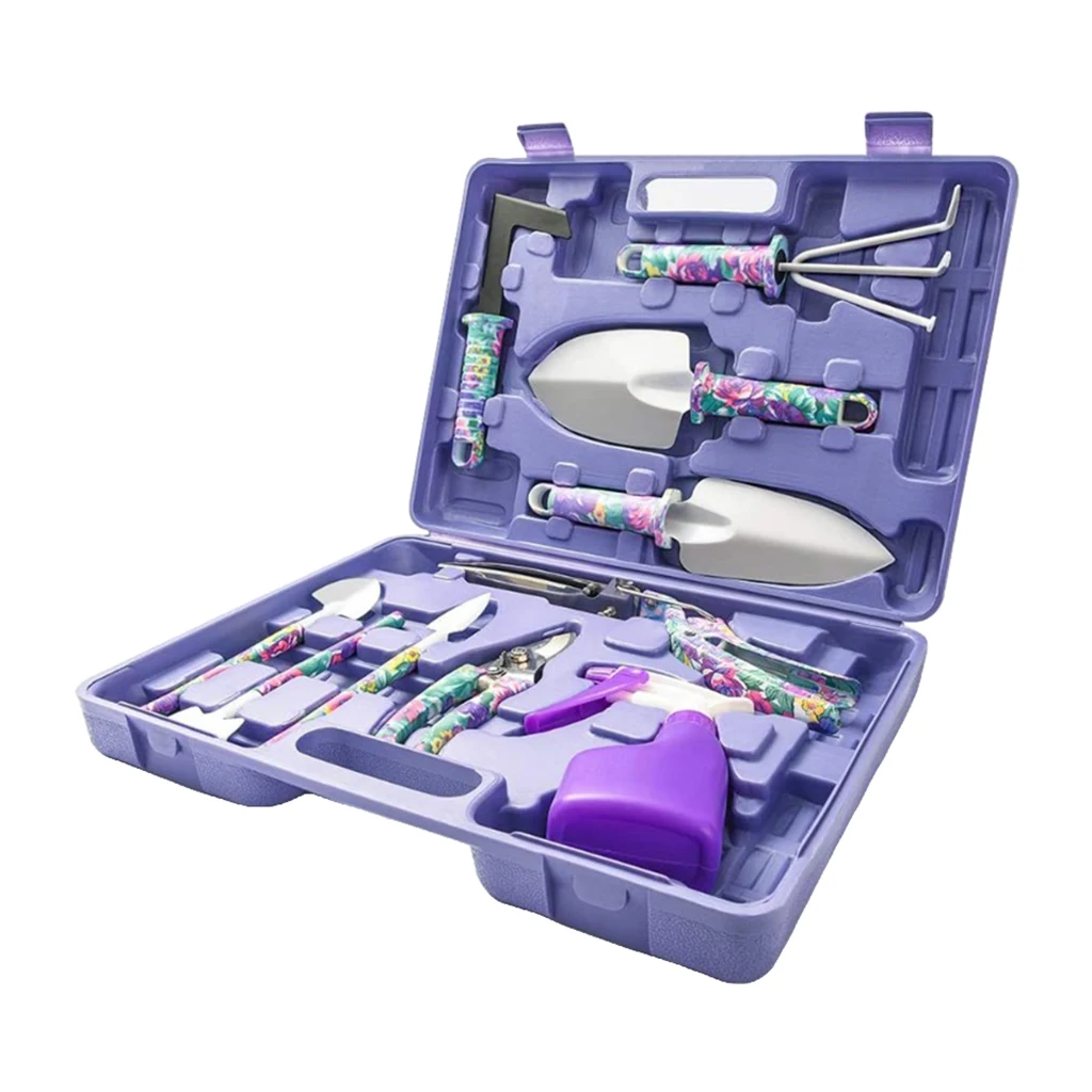5/10PCS Garden Tools Set w/ Floral Print & Carry Case Gardening Gifts for Women
