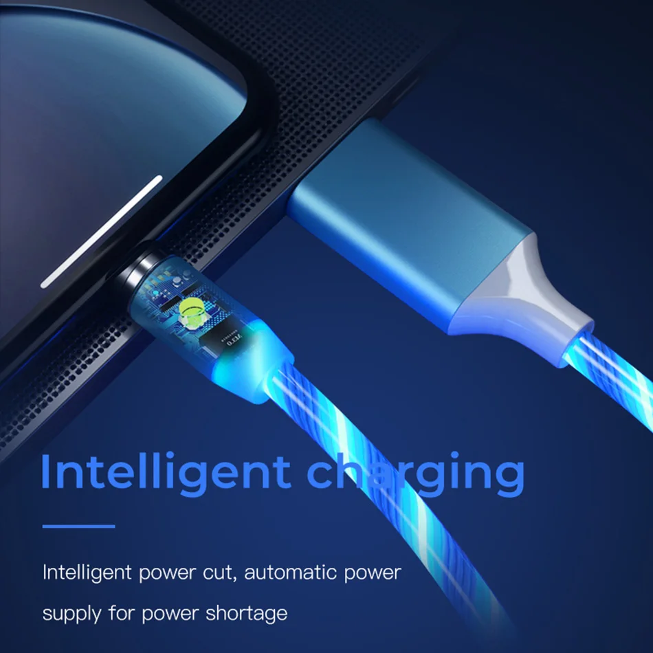 LED-Glow-Flowing-magnetic-Charger-usb-cable-Type-C-Micro-USB-C-8-Pin-Charging-for