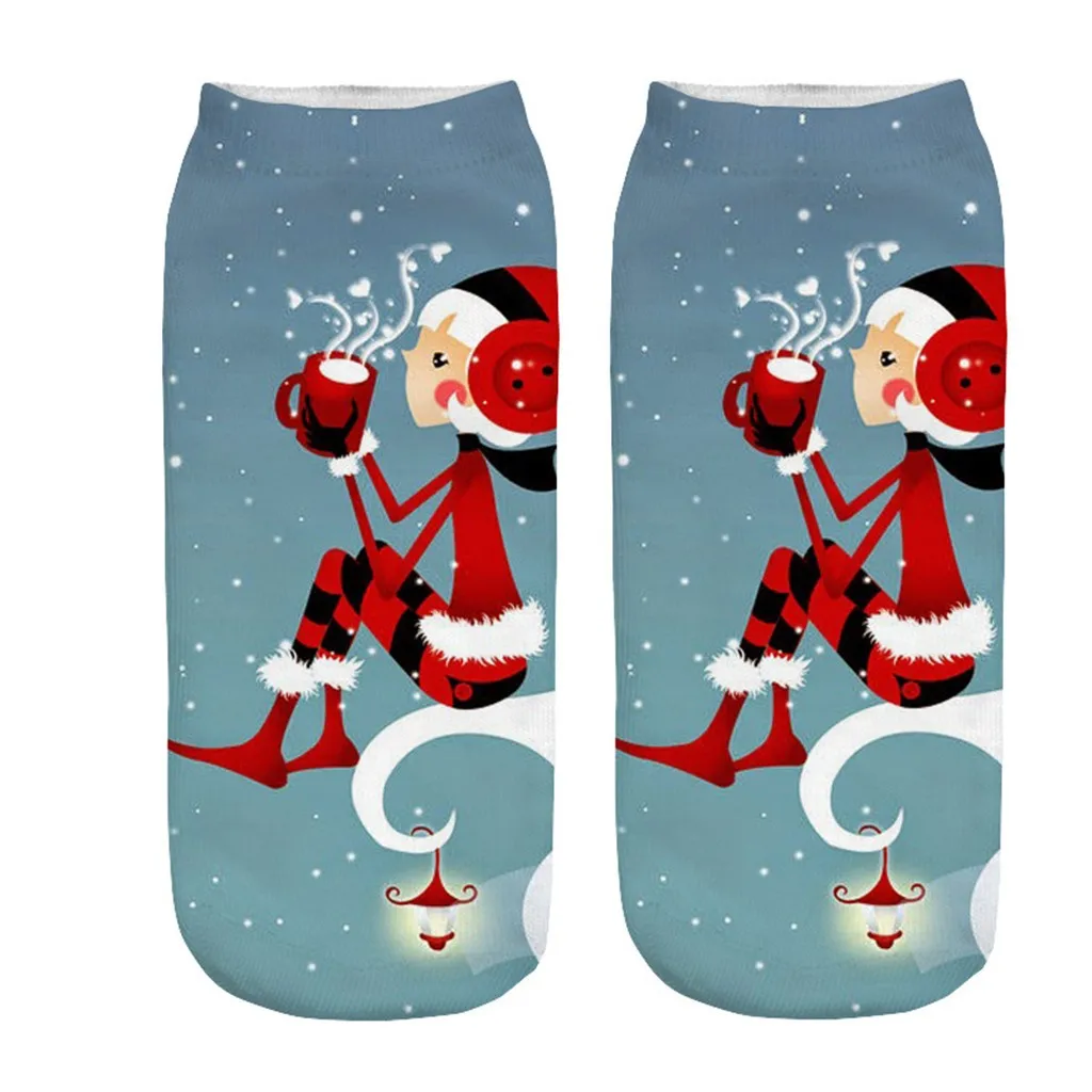 Носки рождественские унисекс с 3D принтом смешные сумасшедшие милые носки Санта
