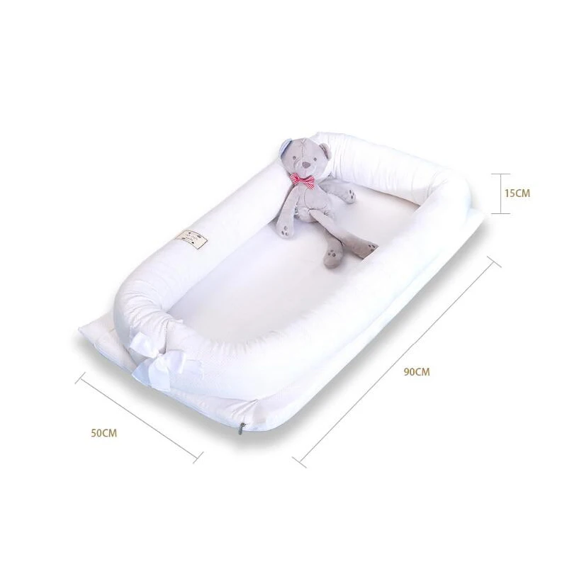 Переносная люлька детская кроватка для младенца кроватка-корзинка детская кроватка кровать с защитой от опрокидывания хлопок коврик удобный чистый белый YHM009