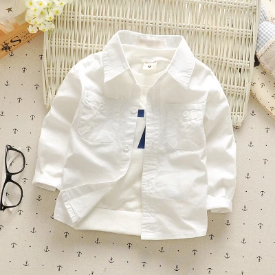 Рубашки для маленьких мальчиков весна осень 2019 детская одежда из 100% хлопка с