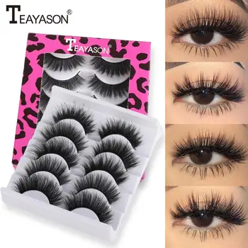 

False Eyelashes 5Pairs 3D Mink Hair Soft Natural Thick Long Wispy Makeup Eye Extension Tools Fake Eye Lashes Big Eye Cosmetics