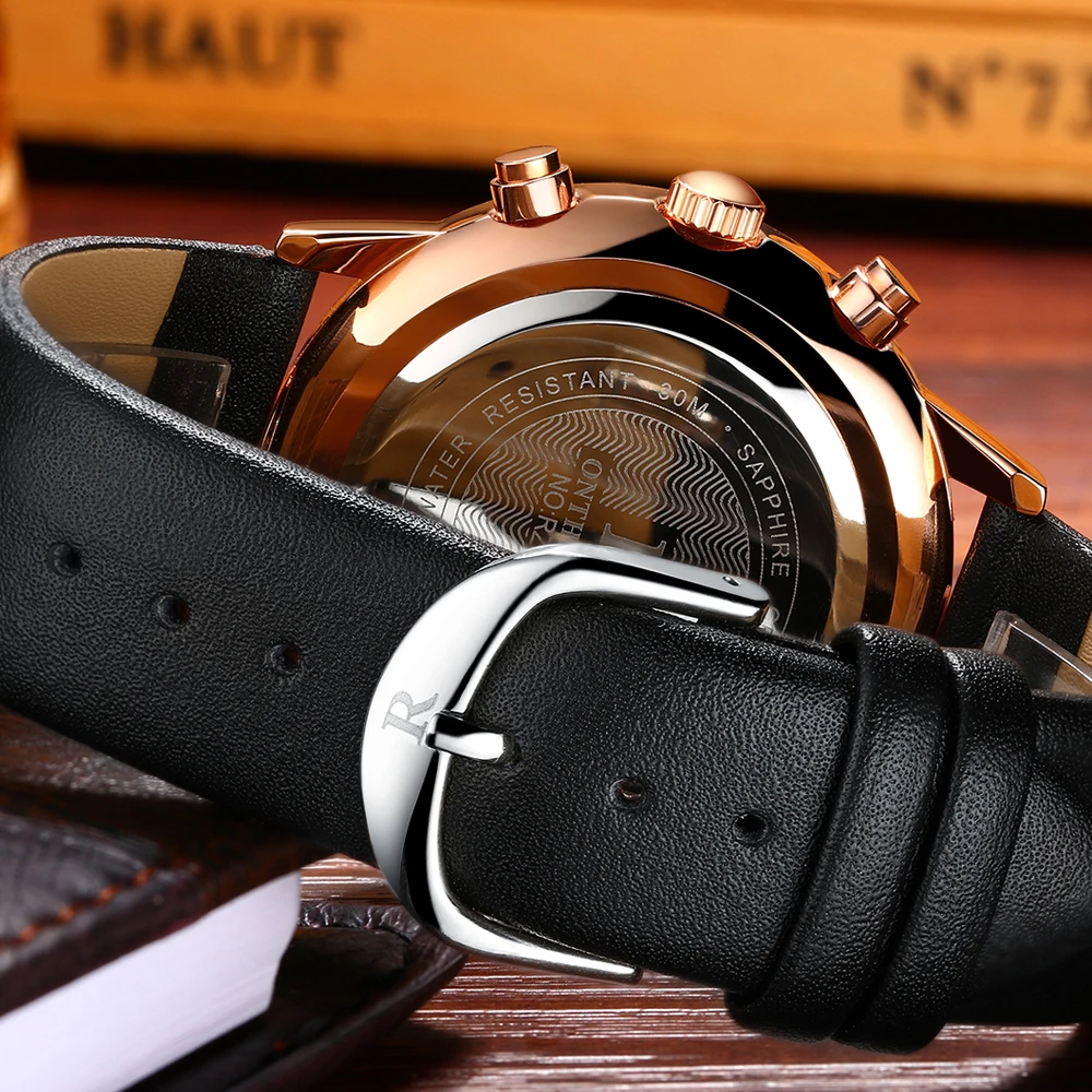 top luxury brand mens wrist watches hot fashion analog quartz watch for men waterproof chronograph sports wristwatches man clock male real leather strap Relogio Masculino (47)
