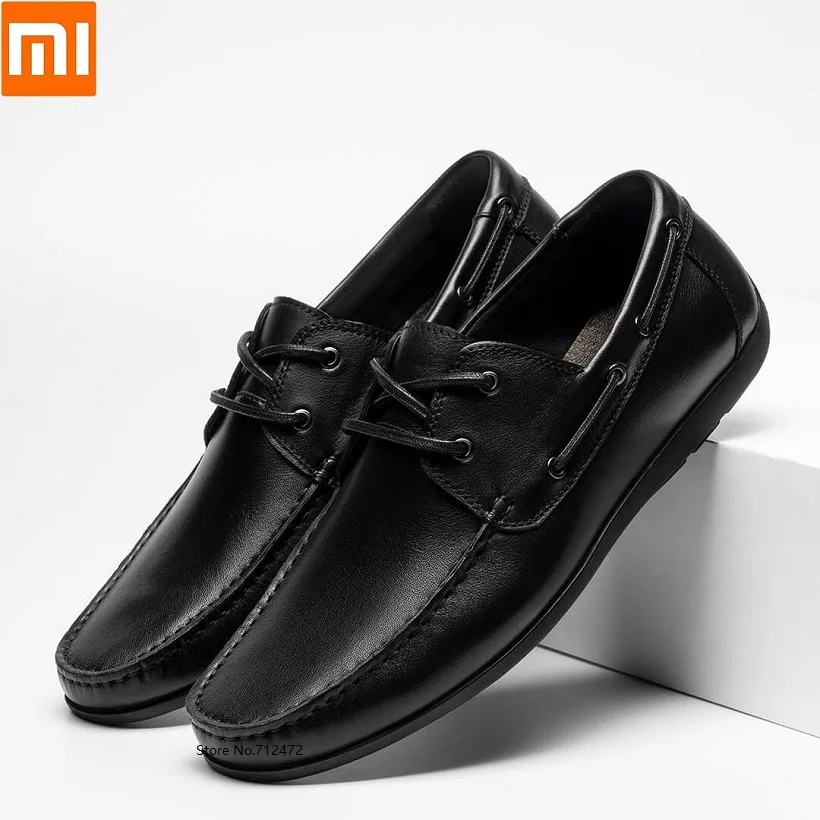 Xiaomi qimian/мужская повседневная кожаная обувь в деловом стиле; мягкая обувь из натуральной кожи наппа; легкая обувь на плоской подошве; модная обувь для вождения без застежки