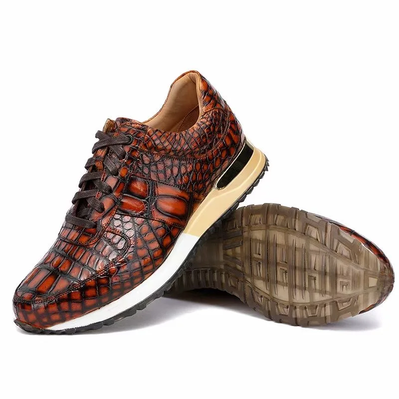 

Authentic Genuine Crocodile Skin Hand Painted Men's Chic Colorful Sneakers Exotic Alligator Leather Male Lace-up Outdoor Shoes