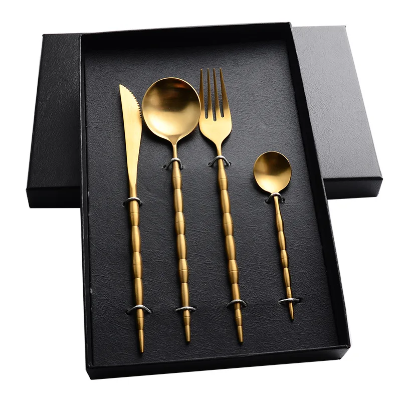 

Special Offer Foreign Trade Knife, Fork And Spoon 304 Stainless Steel Bamboo Joint Lotus Root Matte Fruit Fork Western Tableware