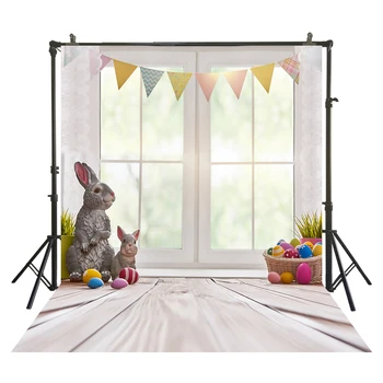 

HuaYi spring photography rabits eggs wooden floor decoration backgronds backdrops Easter Day Photoshoot photography W-3833