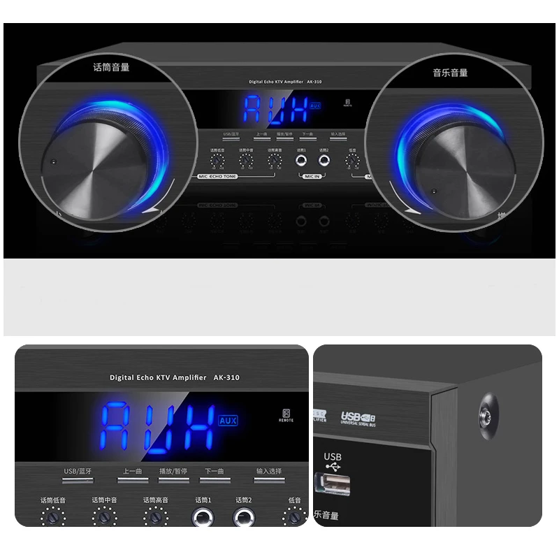 KYYSLB 220 В 400 Вт AK-310 высокой мощности 4,0 Bluetooth усилитель дома KTV аудио карта пакет динамик усилитель для караоке с фиксированным сопротивлением