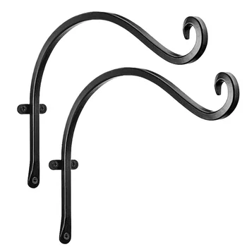 

2pcs Hanging Basket Bracket Plant Hanger Home Decor Wall Mounted Anti Rust Weatherproof Garden Patio Wrought Iron Fence Posts