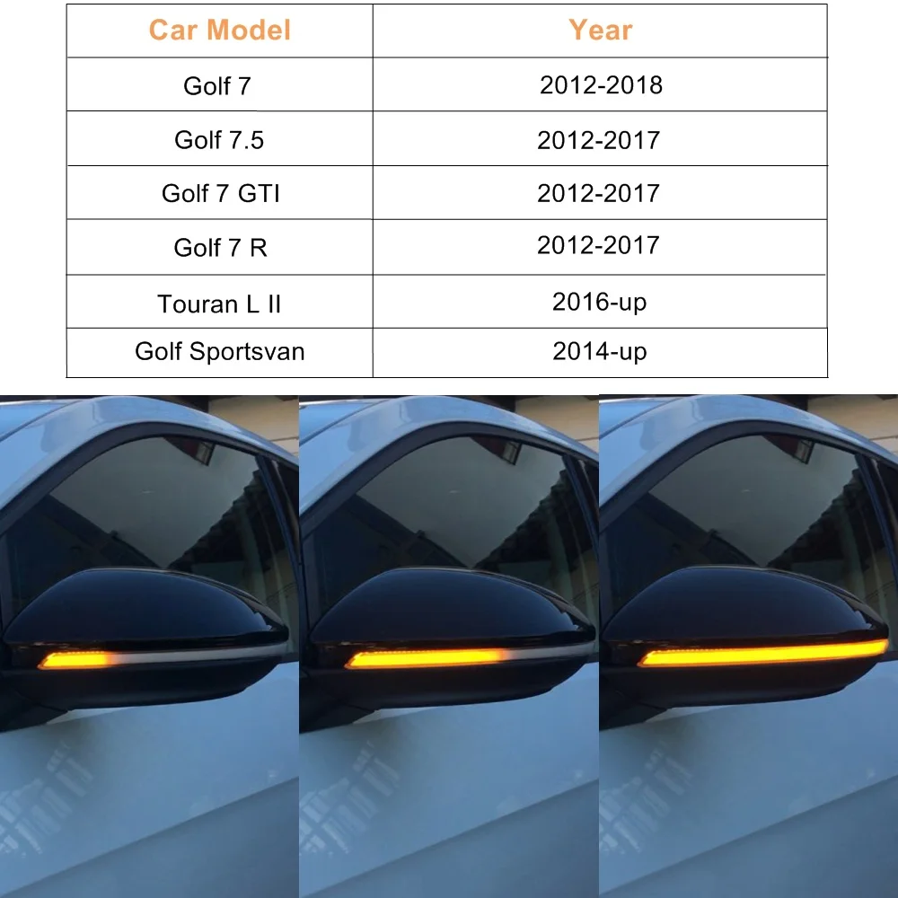 Для VW Golf 7 MK7 7,5 GTI Sportsvan Touran L 2 шт. Автомобильное зеркало заднего вида, светильник сигнала поворота, водонепроницаемый, Plug and Play