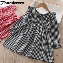 Thunderers/весенне-осеннее детское платье принцессы для девочек, Повседневные Вечерние платья в клетку для девочек, повседневная одежда для малышей, 24 мес.-6 лет