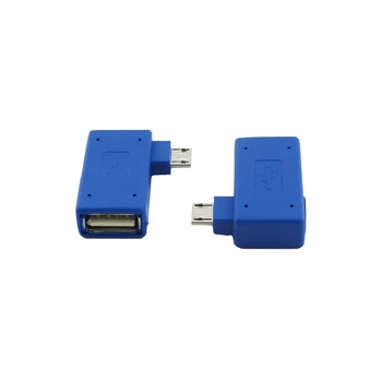 

10x Micro USB 5 Pin 2.0 OTG Host Adapter with USB Power Port Adapter for Cell Phone Tablet Blue Left/Right Angle