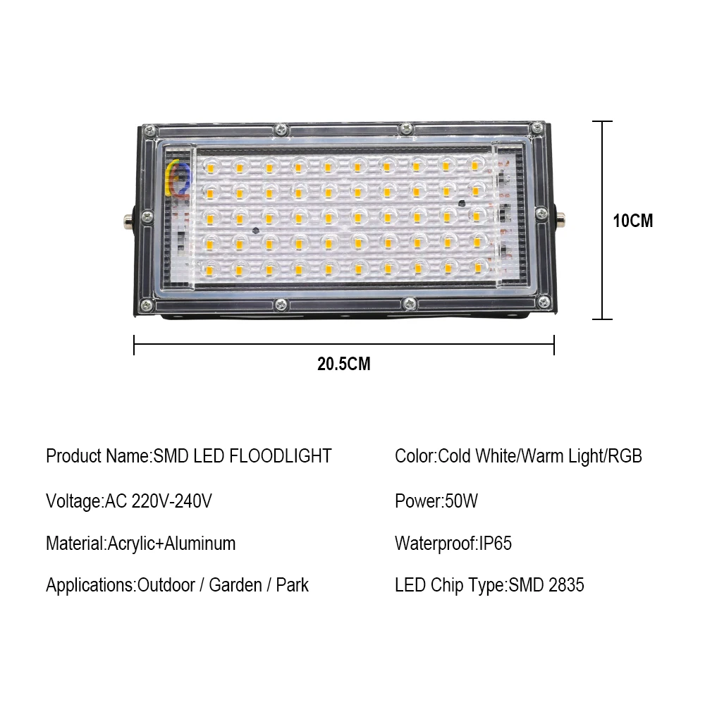 50 Вт Светодиодный прожектор светильник ip65 AC 220V 240V RGB напольный настенный Точечный светильник Потолочные Светильник Светодиодный отражатель Водонепроницаемый садовый светильник ing уличного фонаря