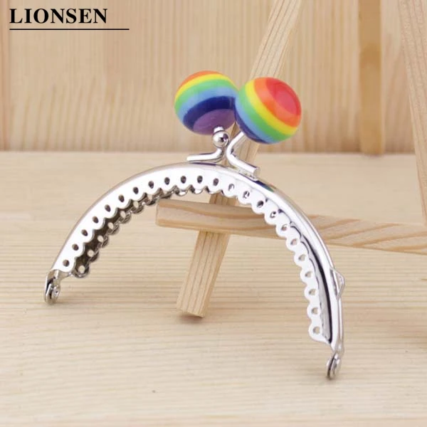 Rain bow LIONSEN 8,5 см Полосатый бисер металлический кошелек рамка ручка для клатч сумка изготовление аксессуаров застежка заклепка 11 цветов - Цвет: Rain bow