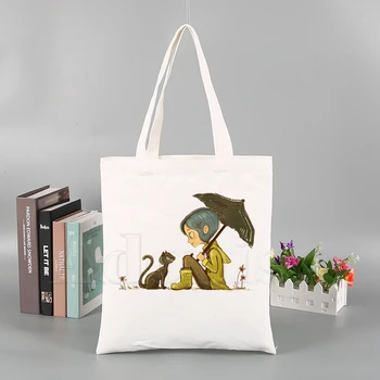 

Coraline Women Female Foldable Canvas Shoulder Bag Canvas Tote Eco Shopping Bag Canvas Tote Bag Casual HandBag Daily Use