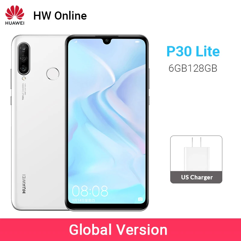 HUAWEI P30 Lite, 6 ГБ, 128 ГБ, глобальная версия, смартфон, тройная камера Kirin 710, Восьмиядерный мобильный телефон, Android 9, фронтальная камера 32 МП