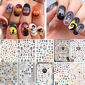 

Pumpkin Gost Nail Decals Halloween Nails Art Manicure Back Glue Decal Decorations Nail Sticker For Nails Tips Beauty