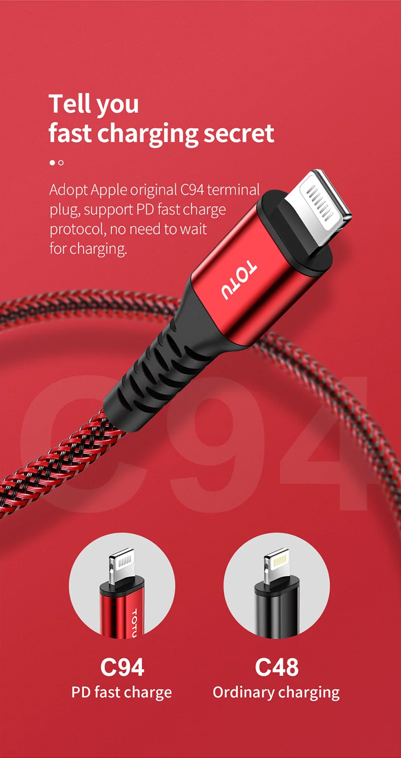 TOTU MFi 18 Вт PD USB C для освещения телефона USB кабель для iPhone 11 Pro Max Pro Кабель для быстрой зарядки usb type C кабель для зарядки данных