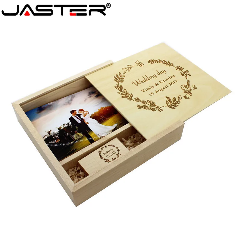JASTER клен фотоальбом дерево usb + коробка карта памяти Флешка 16 Гб фотография