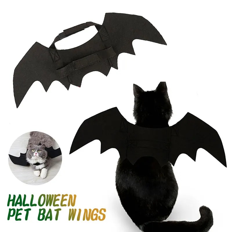 

2019 Halloween Pet Dress Bat Wings Cat Costume Suppiles Felt Cloth Cape Vampire Black Creative Cute Props Animal