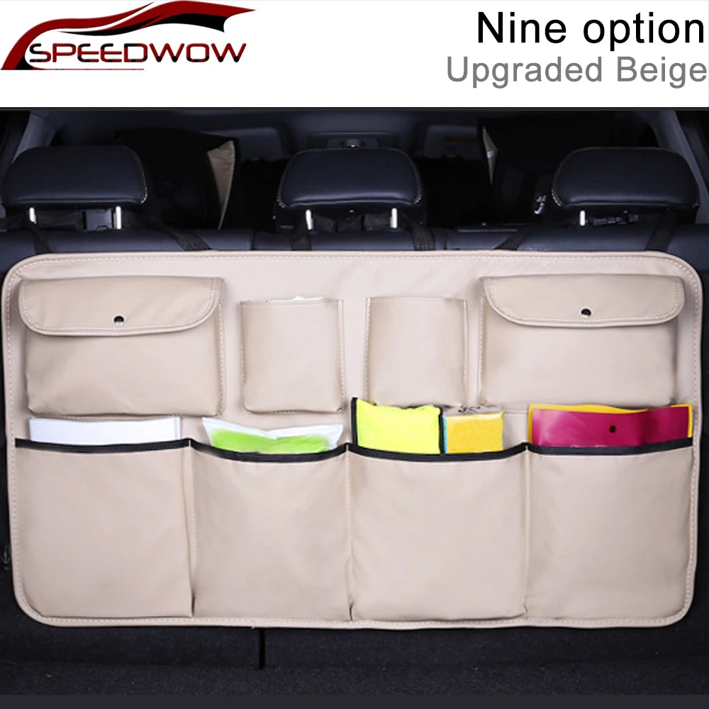 Car Rear Seat Back Storage Bag Multi Hanging Nets Pocket Trunk Bag Organizer Auto Stowing Tidying Interior Accessories Supplies