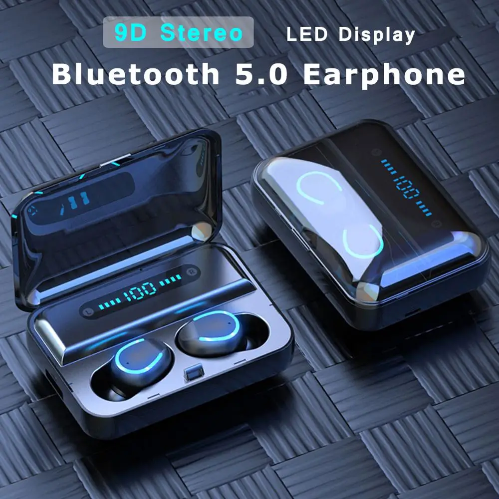 TWS 9D стерео Bluetooth наушники светодиодный дисплей гарнитуры сенсорные кнопки Беспроводные наушники BT5.0 наушники для Android iphone