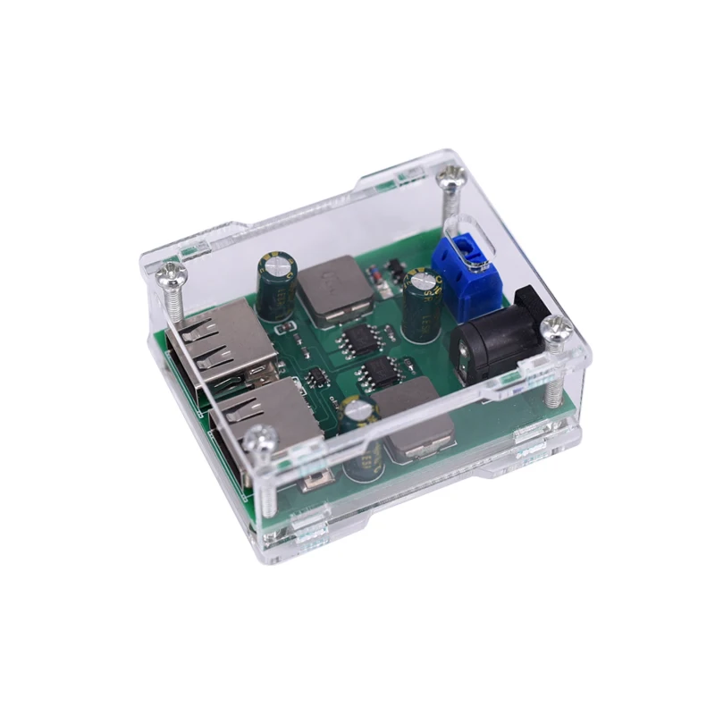 

DC-DC 8.4V 9V 12V 24V To 5V Step Down Board 5A 2 USB Output Buck Converter Power Supply Module with Shell For Phones