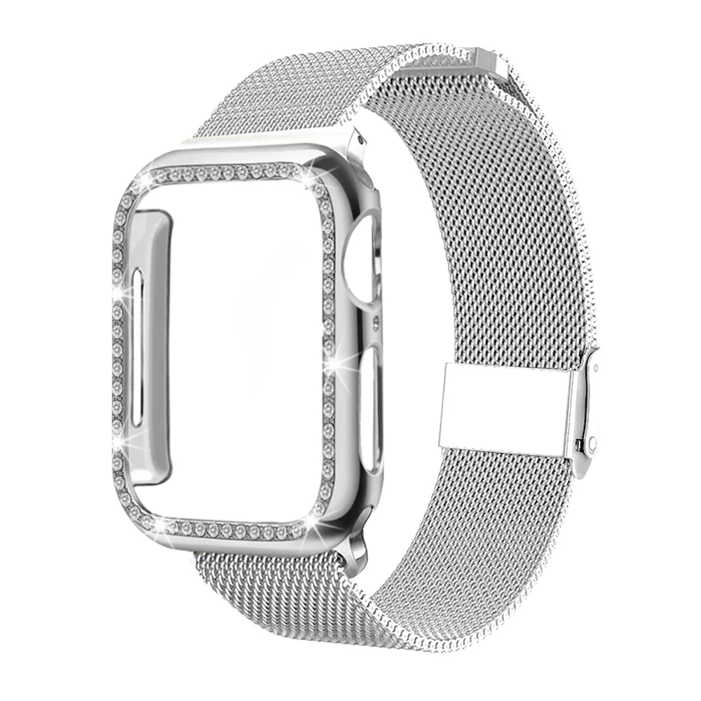 Миланская петля ремешок+ чехол магнитная пряжка для Apple watch 42 мм 38 мм 40 мм 44 мм браслет ремешок относится к iwatch серии 5 4 3 2 1