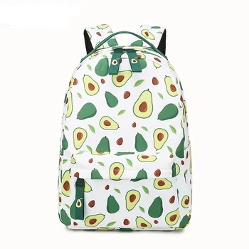 

Waterproof Fruit Avocado Printing Backpack Women Air Cushion Straps Mochilas Daily Korean Laptop Knapsack School Bag for Girls